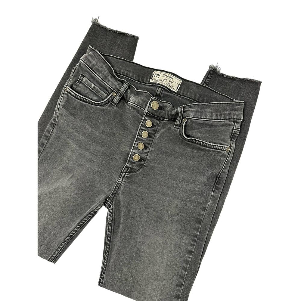 Free People Black Skinny Jeans Size 27 Front Button